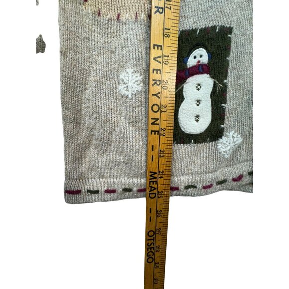 Croft & Barrow Womens Snowman Cardigan Sweater  M Beige & Multicolor Wool Blend - Picture 5 of 12